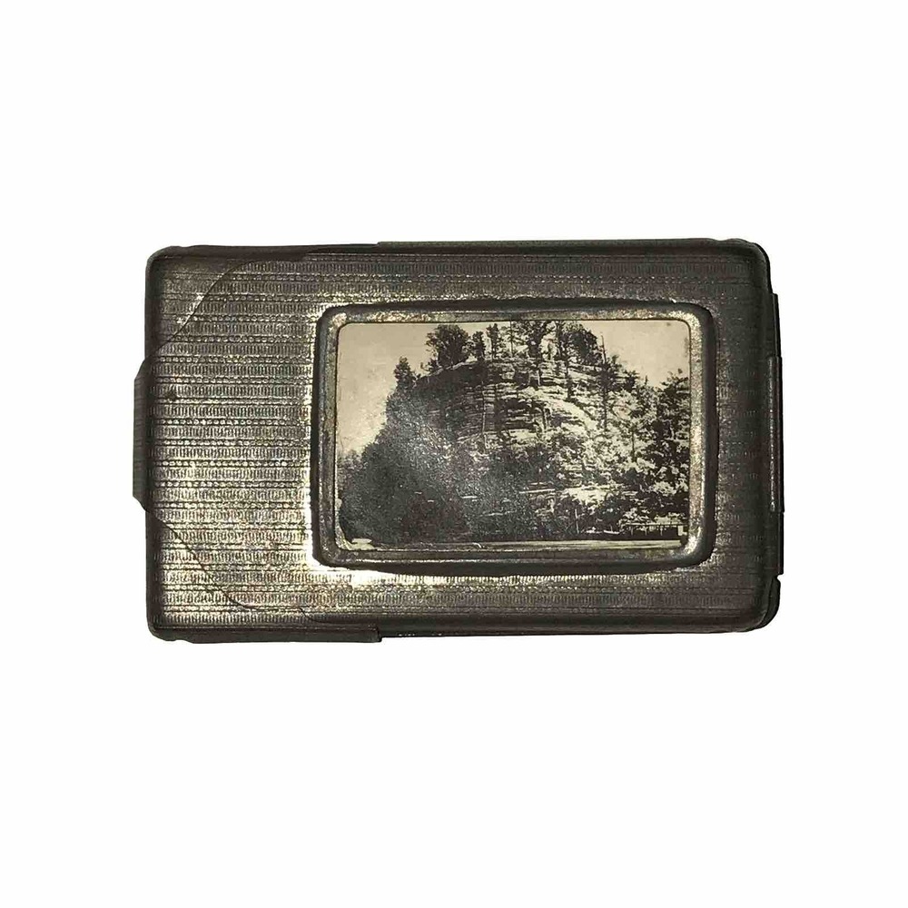 Early 1900's Antique Match Safe Cigarette Holder Case - Photographic Cover